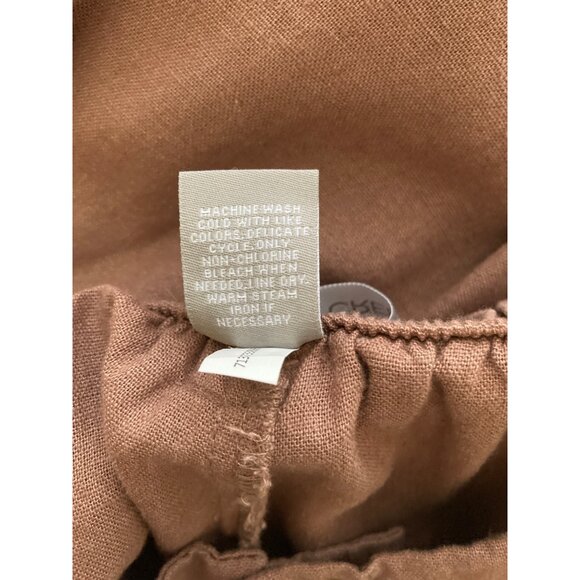 Falls Creek Women Wide Leg Pants Hi Rise Brown Linen Blend  Large - Picture 5 of 7